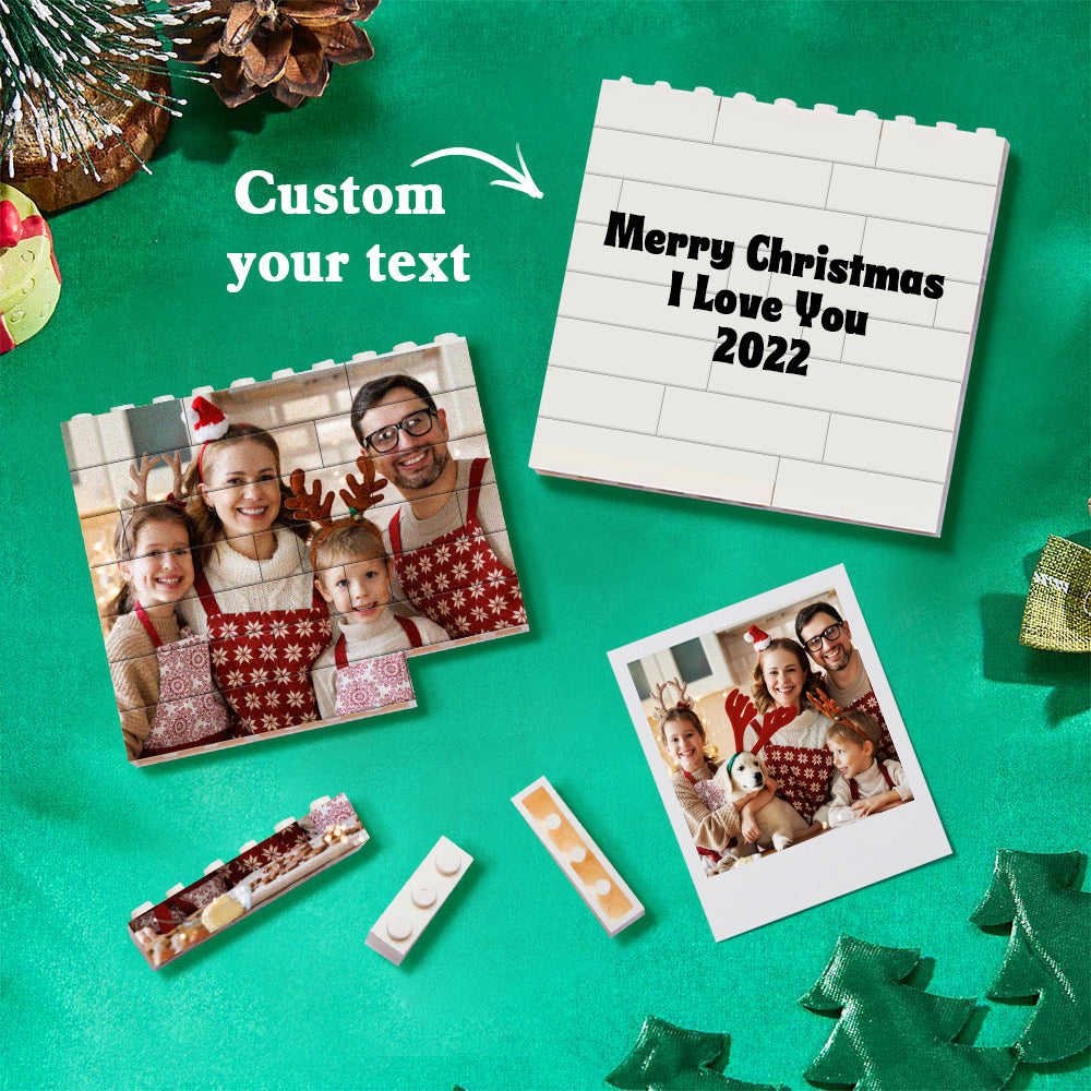 personalized building brick puzzle photo block christmas ornament - unique square design, durable and waterproof, ideal for holiday decorations