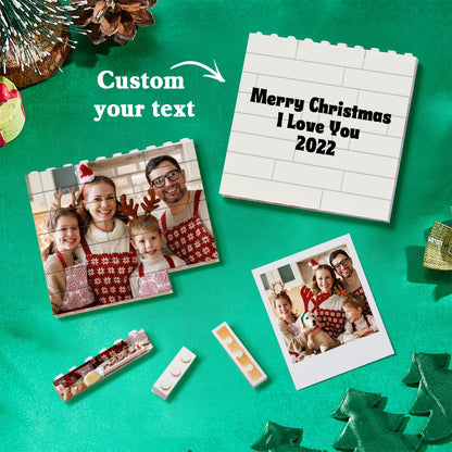 Personalized Building Brick Puzzle Photo Block Christmas Ornament - Unique Square Design, Durable and Waterproof, Ideal for Holiday Decorations