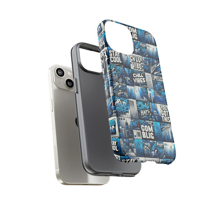 Vibrant 3D Wrap Protective Phone Case in Blue Urban Aesthetic Design for Stylish Smartphone Protection Compatible with iPhone 13, 14, 15 & 16 – All Models Including Pro, Pro Max & Plus