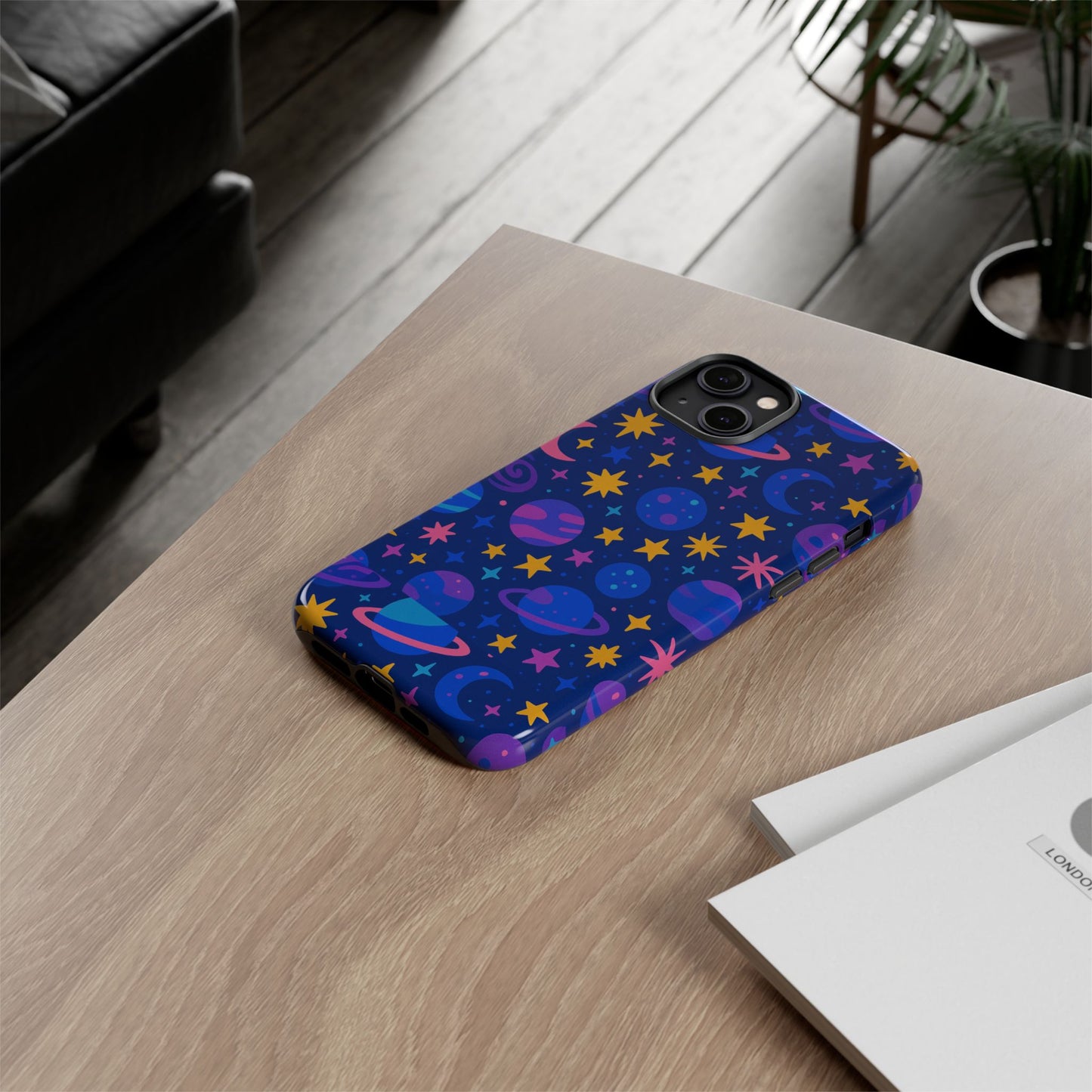vibrant space theme protective phone case for unisex – colourful 3d design fashion accessory compatible with iphone 13, 14, 15 & 16 – all models including pro, pro max & plus