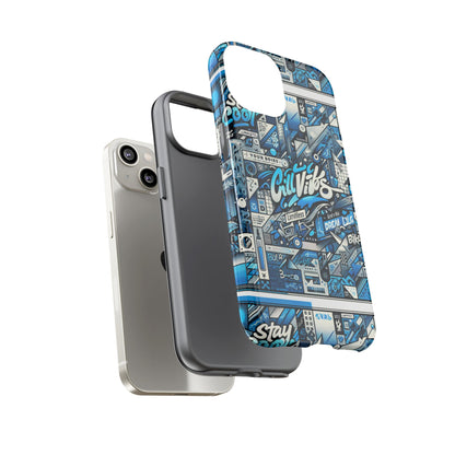 Vibrant 3D Wrap Protective Phone Case in Retro Blue Aesthetic for Stylish Protection Compatible with iPhone 13, 14, 15 & 16 – All Models Including Pro, Pro Max & Plus
