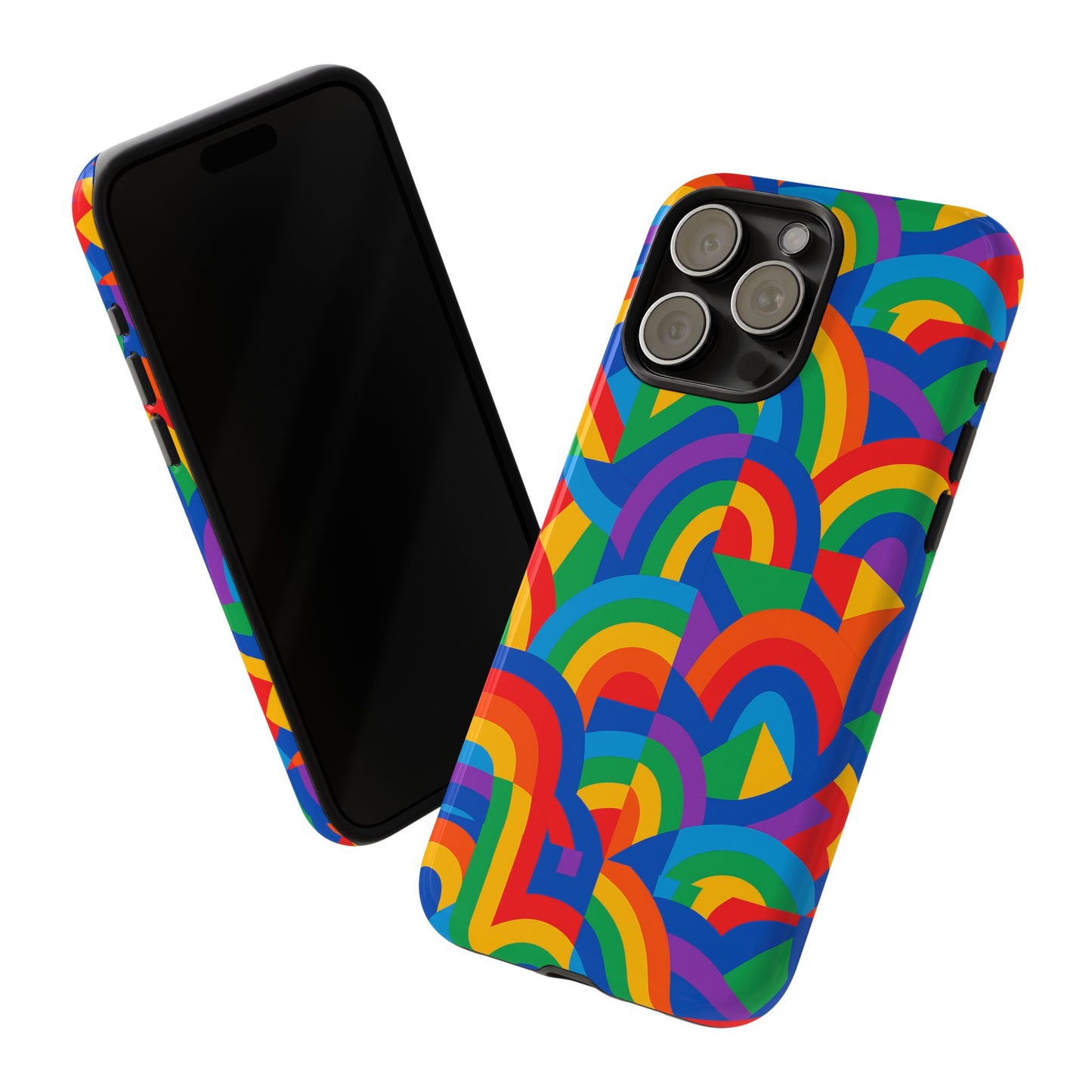 multicolour rainbow protective phone case with 3d design for stylish protection compatible with iphone 13, 14, 15 & 16 – all models including pro, pro max & plus