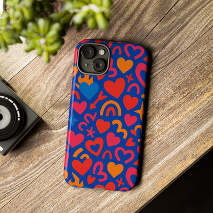 Vibrant Multicolour Heart Design Protective Phone Case Stylish Accessory for Self-Expression Compatible with iPhone 13, 14, 15 & 16 – all models including Pro, Pro Max & Plus