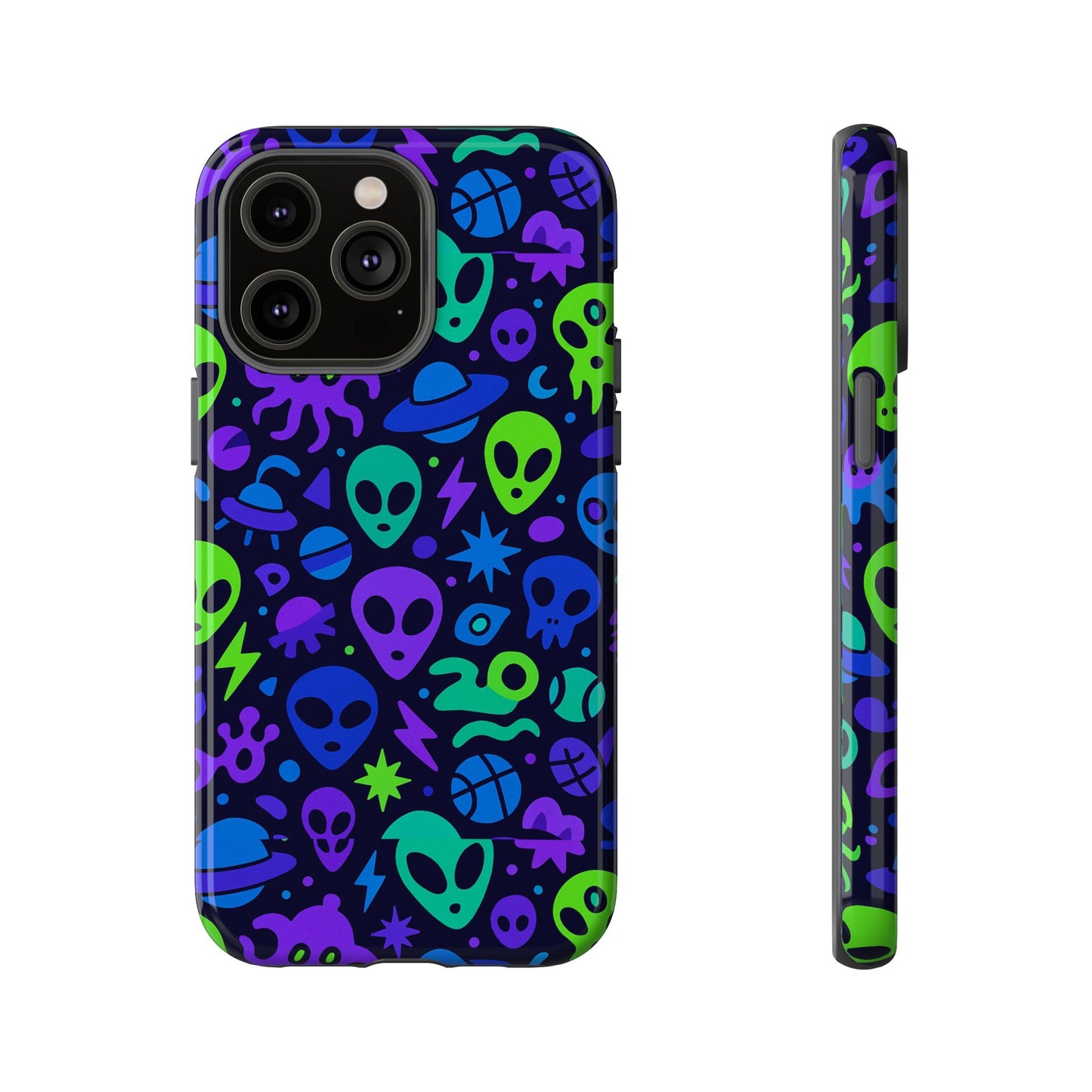 vibrant 3d alien and space design protective phone case for unisex smartphone accessories compatible with iphone 13, 14, 15 & 16 – all models including pro, pro max & plus