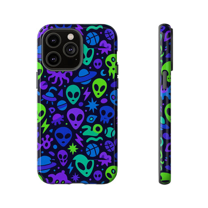 Vibrant 3D Alien and Space Design Protective Phone Case for Unisex Smartphone Accessories Compatible with iPhone 13, 14, 15 & 16 – All Models Including Pro, Pro Max & Plus