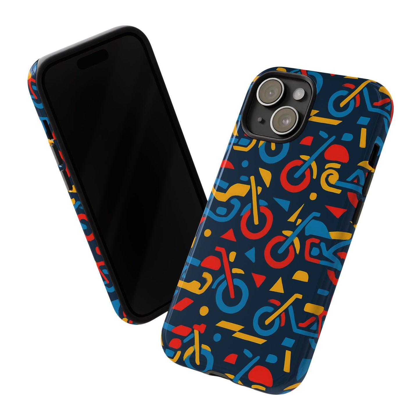 multicolour motorcycle phone case – vibrant art design for stylish protection – compatible with iphone 13, 14, 15 & 16 – all models including pro, pro max & plus