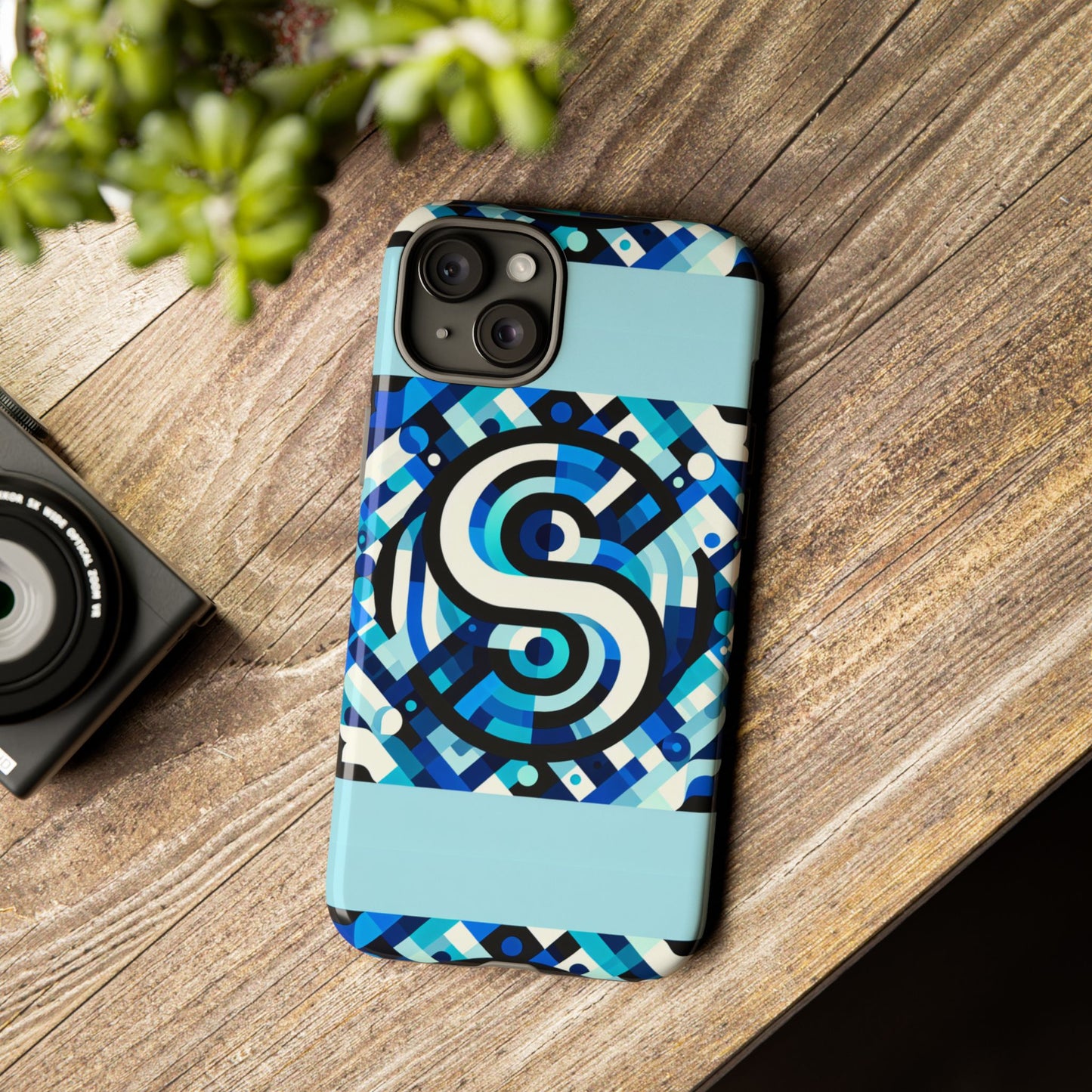 letter blue alphabet s phone case with 3d wrap design for stylish protection and unique retro anime comic style