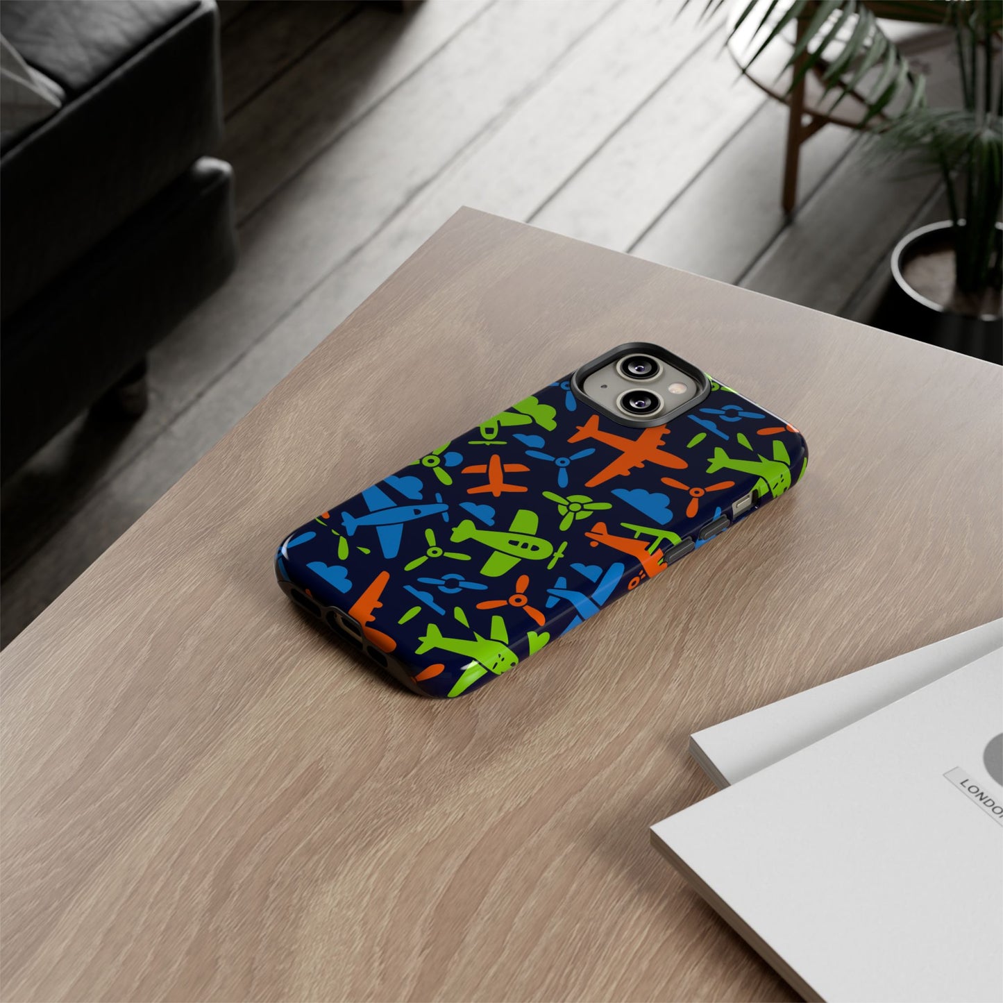 vibrant airplane pattern protective phone case for colourful accessory durable design compatible with iphone 13, 14, 15 & 16 – all models including pro, pro max & plus