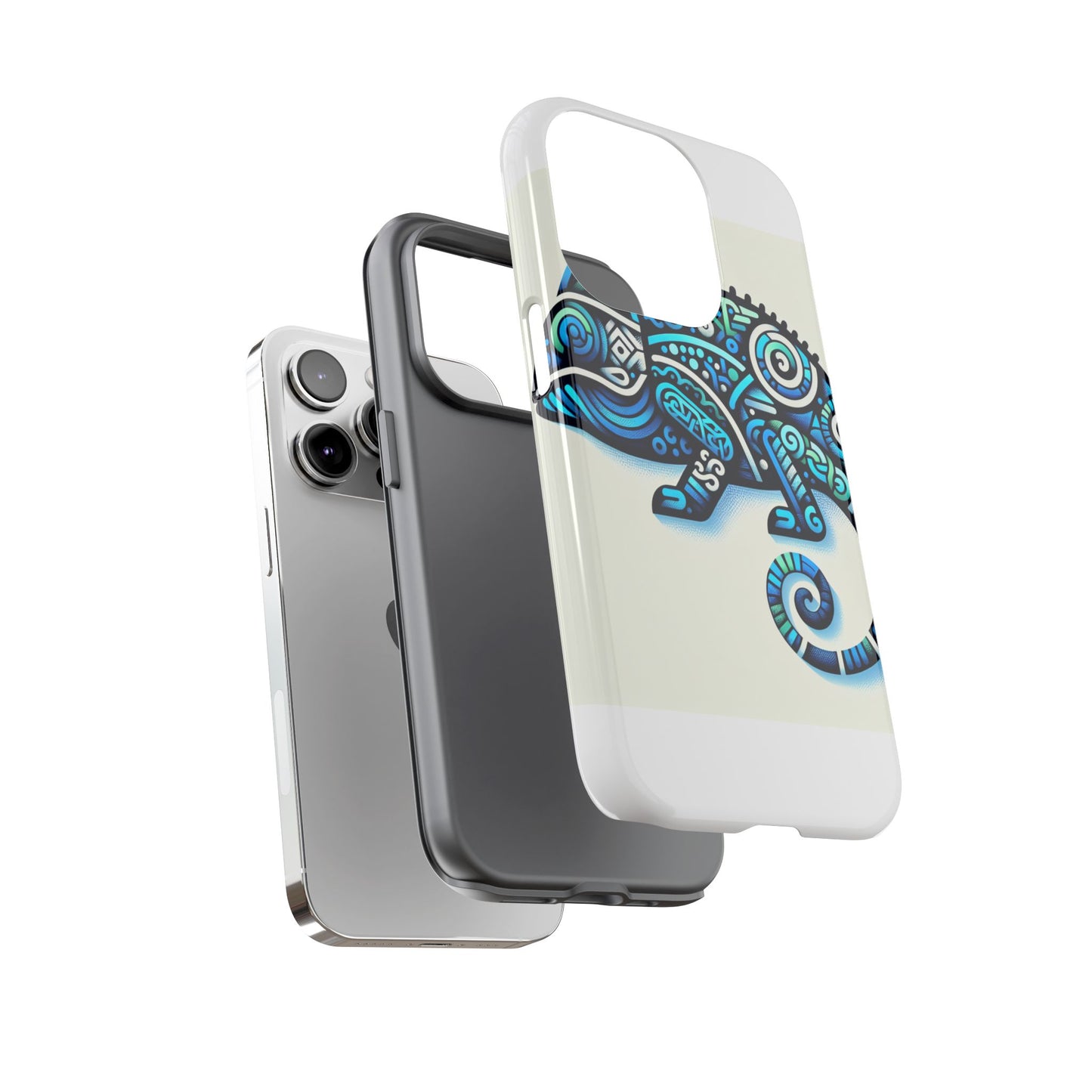 vibrant 3d chameleon phone case with blue design for stylish protection compatible with iphone 13, 14, 15 & 16 – all models including pro, pro max & plus