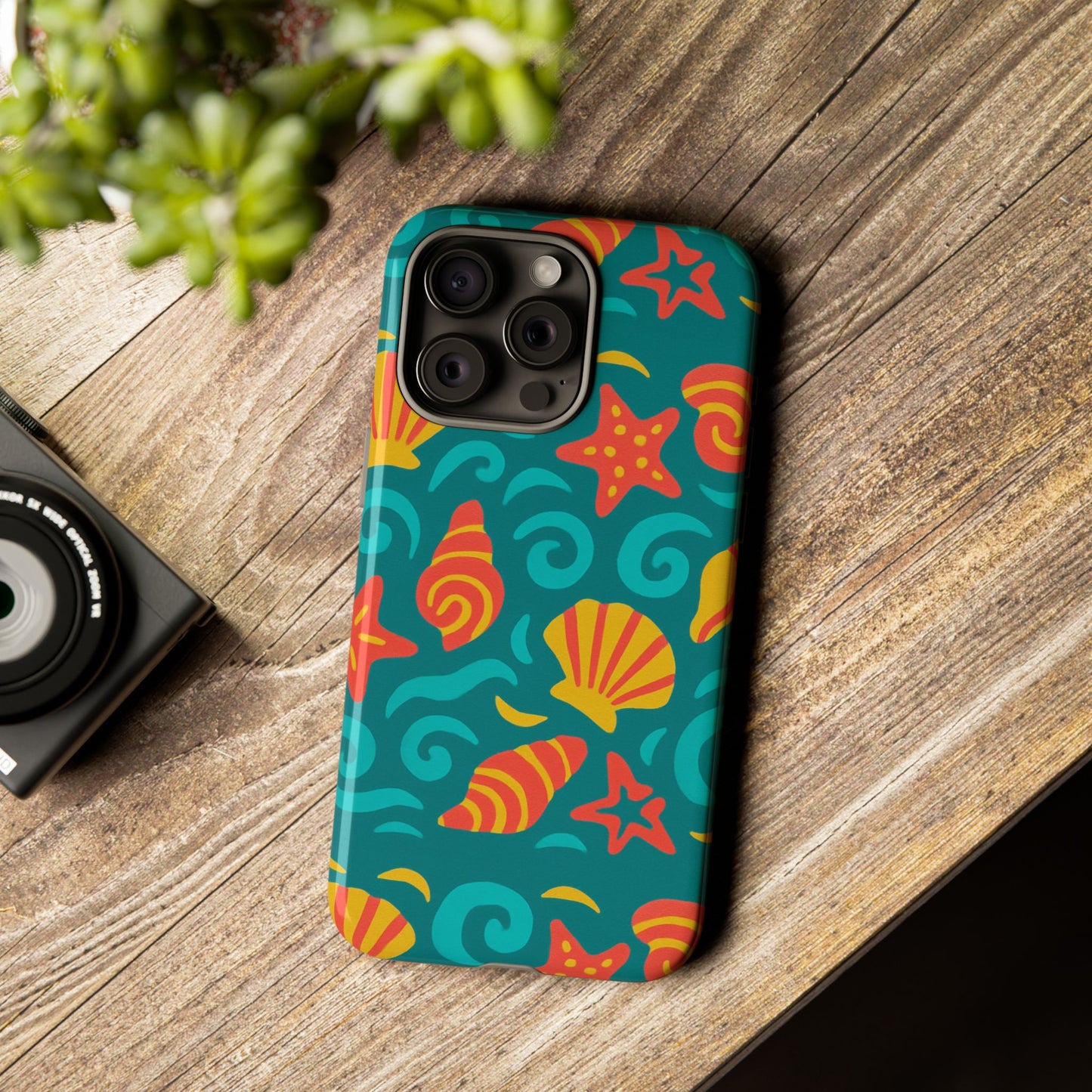 vibrant coastal shell pattern protective phone case for stylish self-expression compatible with iphone 13, 14, 15 & 16 – all models including pro, pro max & plus