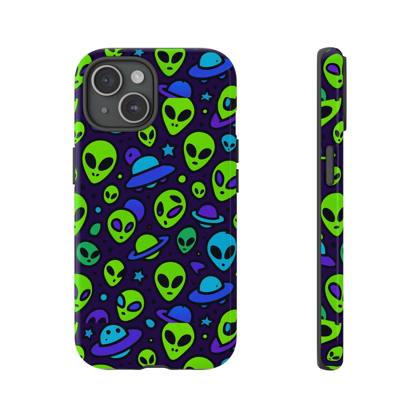 vibrant alien 3d wrap protective phone case in multicolour design for fun smartphone accessories compatible with iphone 13, 14, 15 & 16 – all models including pro, pro max & plus