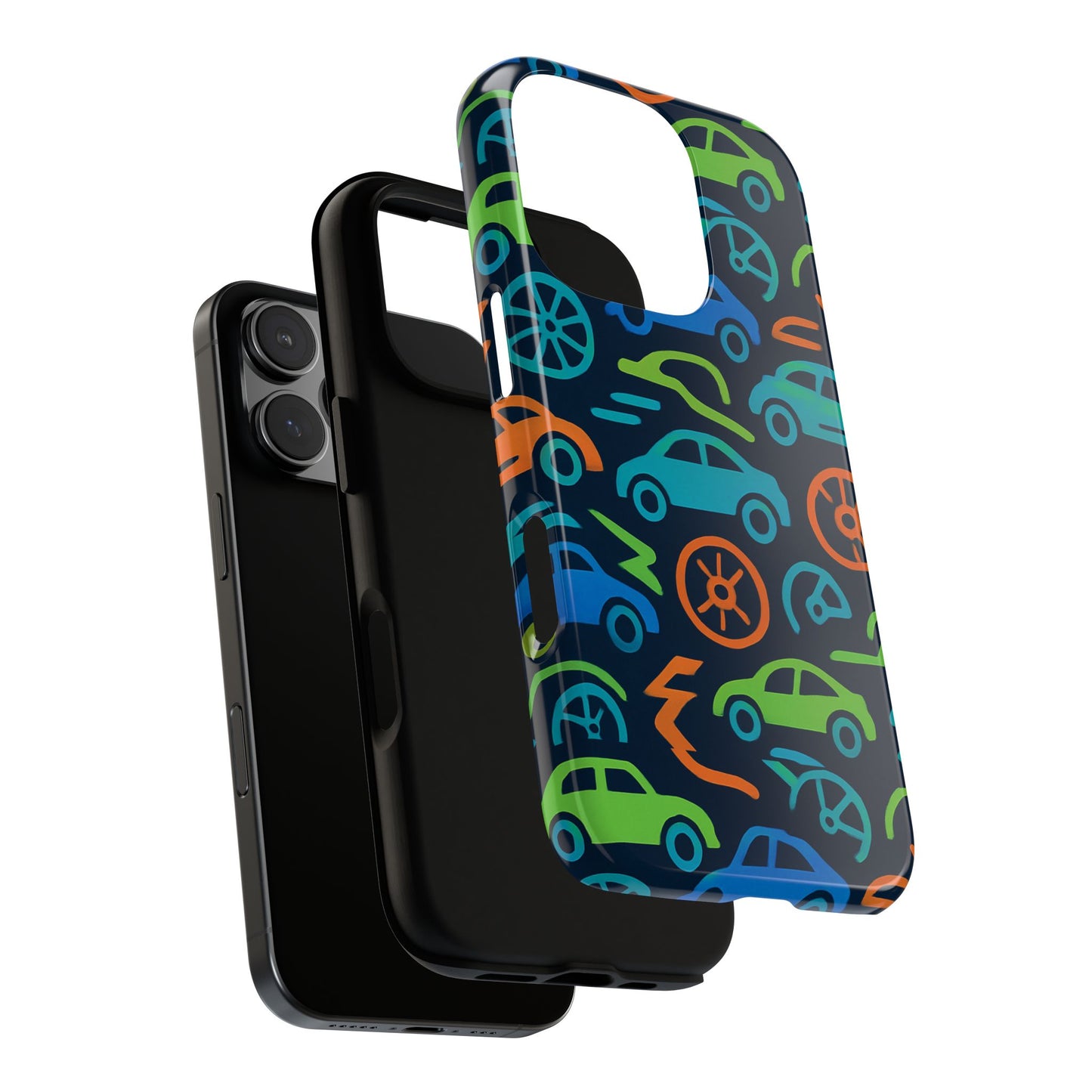 vibrant 3d car design protective phone case for kids and teens - playful multicolour style - stylish protection for everyday use - compatible with iphone 13, 14, 15 & 16 – all models including pro, pro max & plus