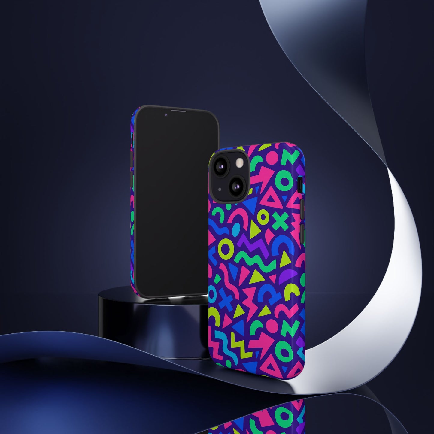 vibrant geometric 3d wrap protective phone case for men and women stylish accessory compatible with iphone 13, 14, 15 & 16 – all models including pro, pro max & plus