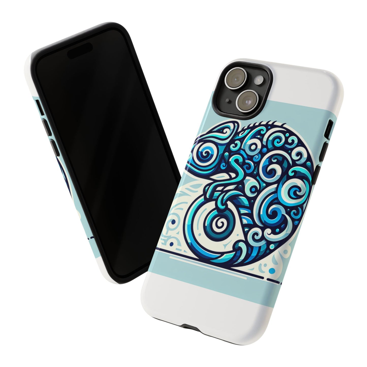 vibrant 3d wrap protective phone case with playful chameleon design in blue – unique accessory for self-expression compatible with iphone 13, 14, 15 & 16 – all models including pro, pro max & plus