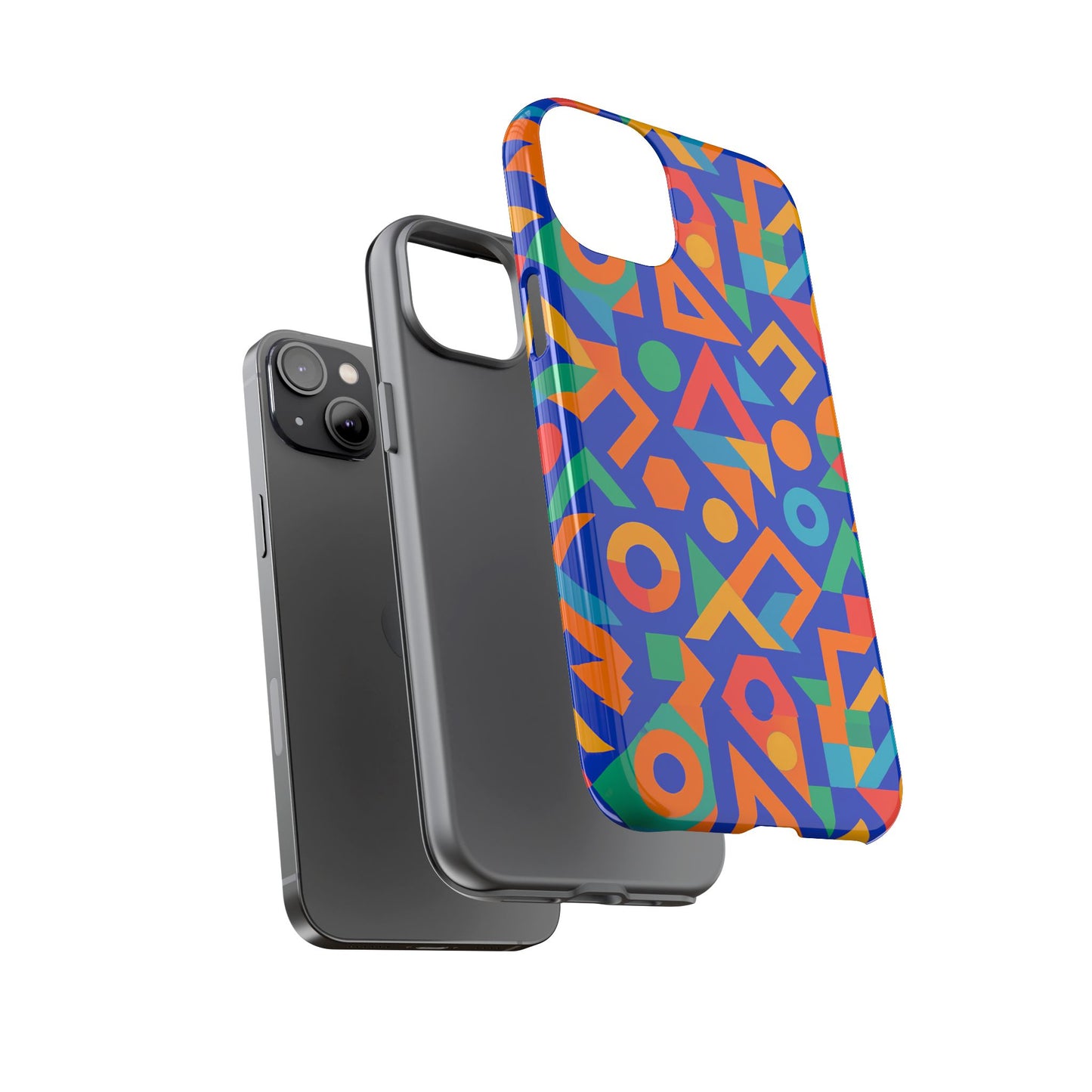 multicolour geometric 3d wrap protective phone case – vibrant accessory for creative individuals compatible with iphone 13, 14, 15 & 16 – all models including pro, pro max & plus
