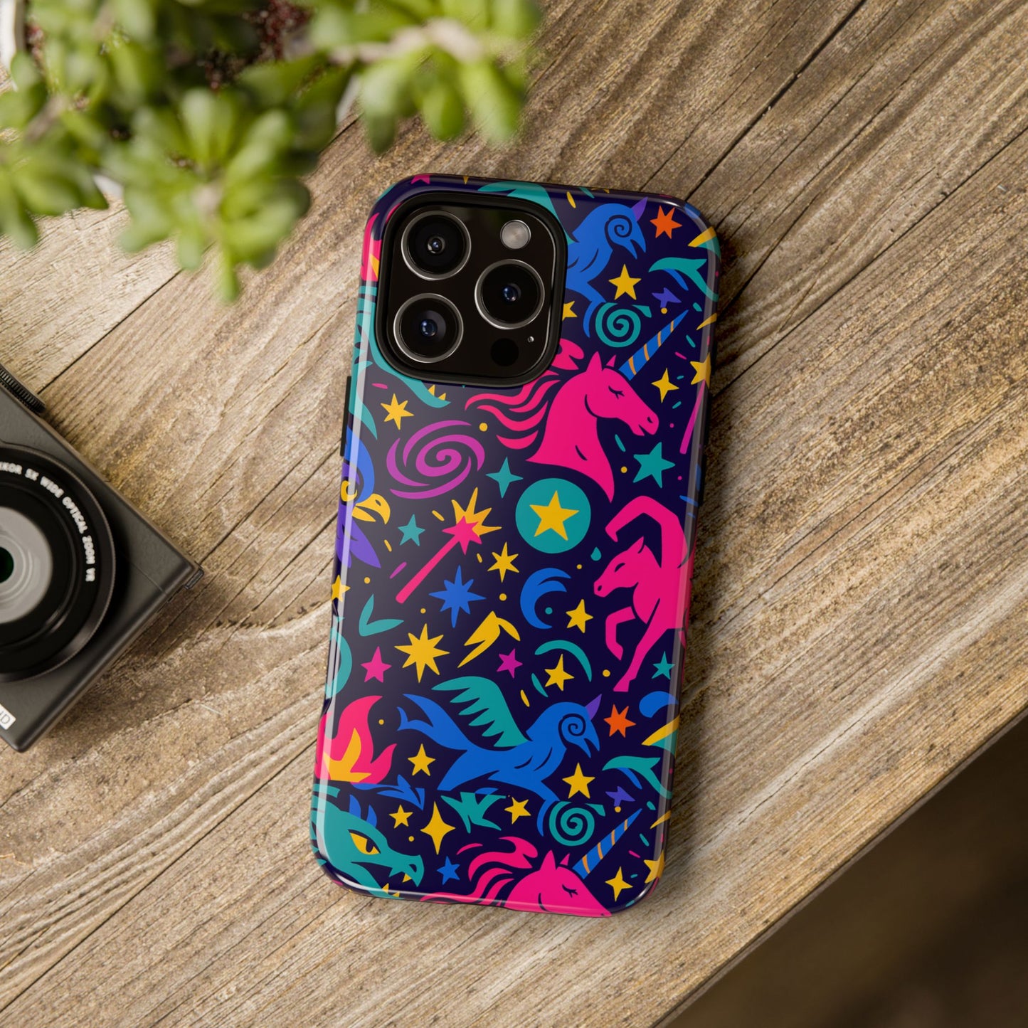 vibrant fantasy unicorns protective phone case – colourful 3d design for stylish protection – compatible with iphone 13, 14, 15 & 16 – all models including pro, pro max & plus