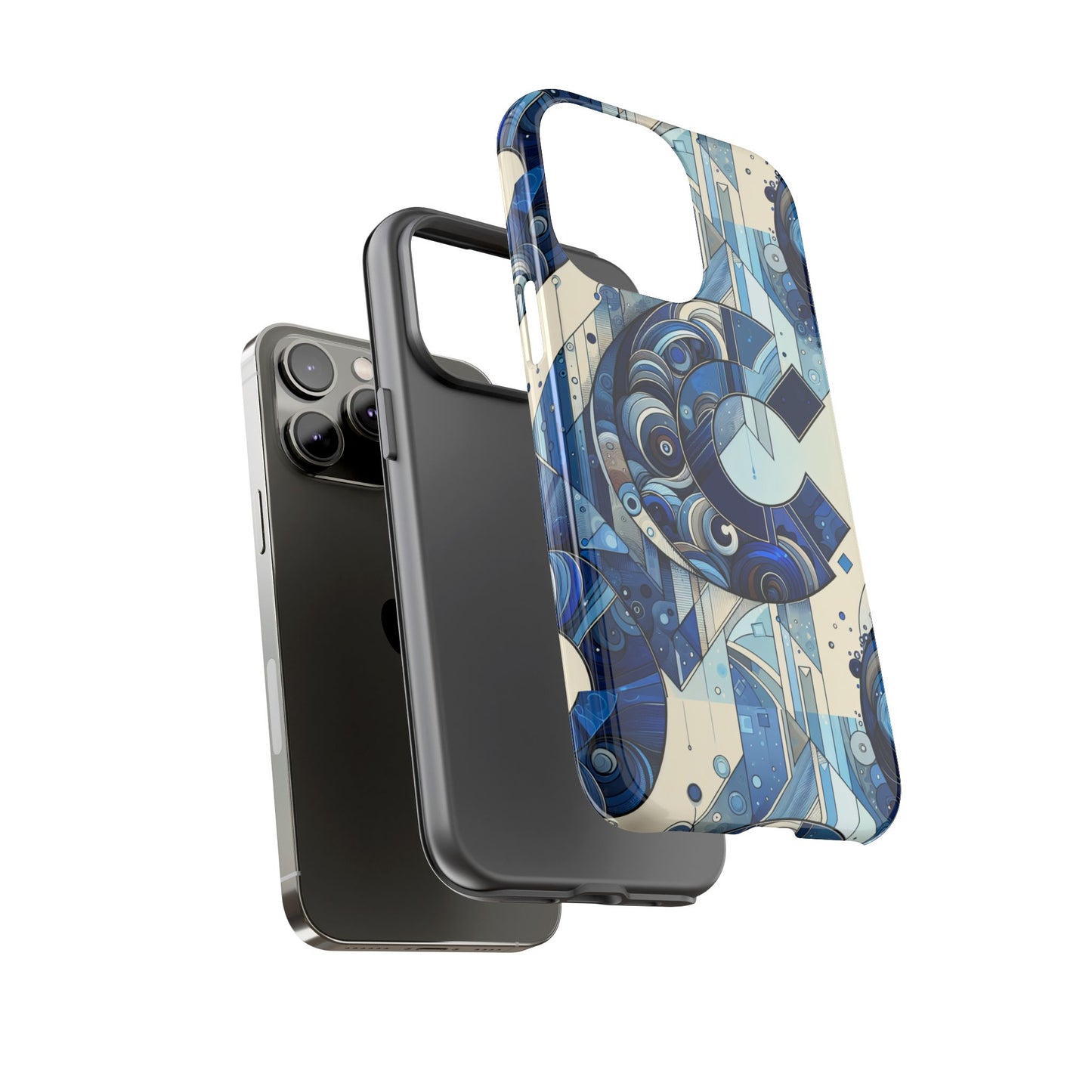 blue alphabet c phone case for smartphone protection with 3d wrap design, shock absorption, uv protection, durable silicone material, suitable for tech enthusiasts and individuality seekers