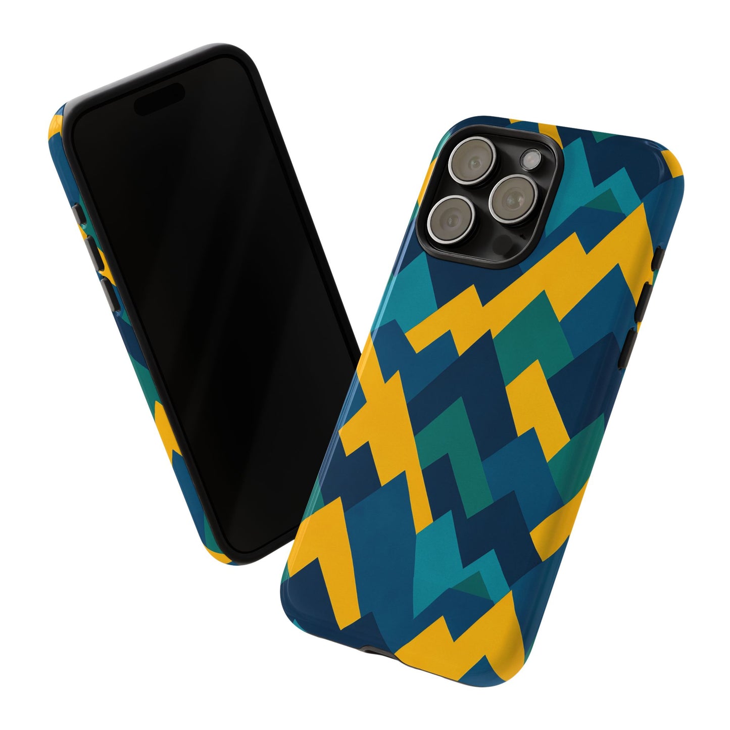 vibrant geometric mountain design protective phone case for unique style and durable protection compatible with iphone 13, 14, 15 & 16 – all models including pro, pro max & plus