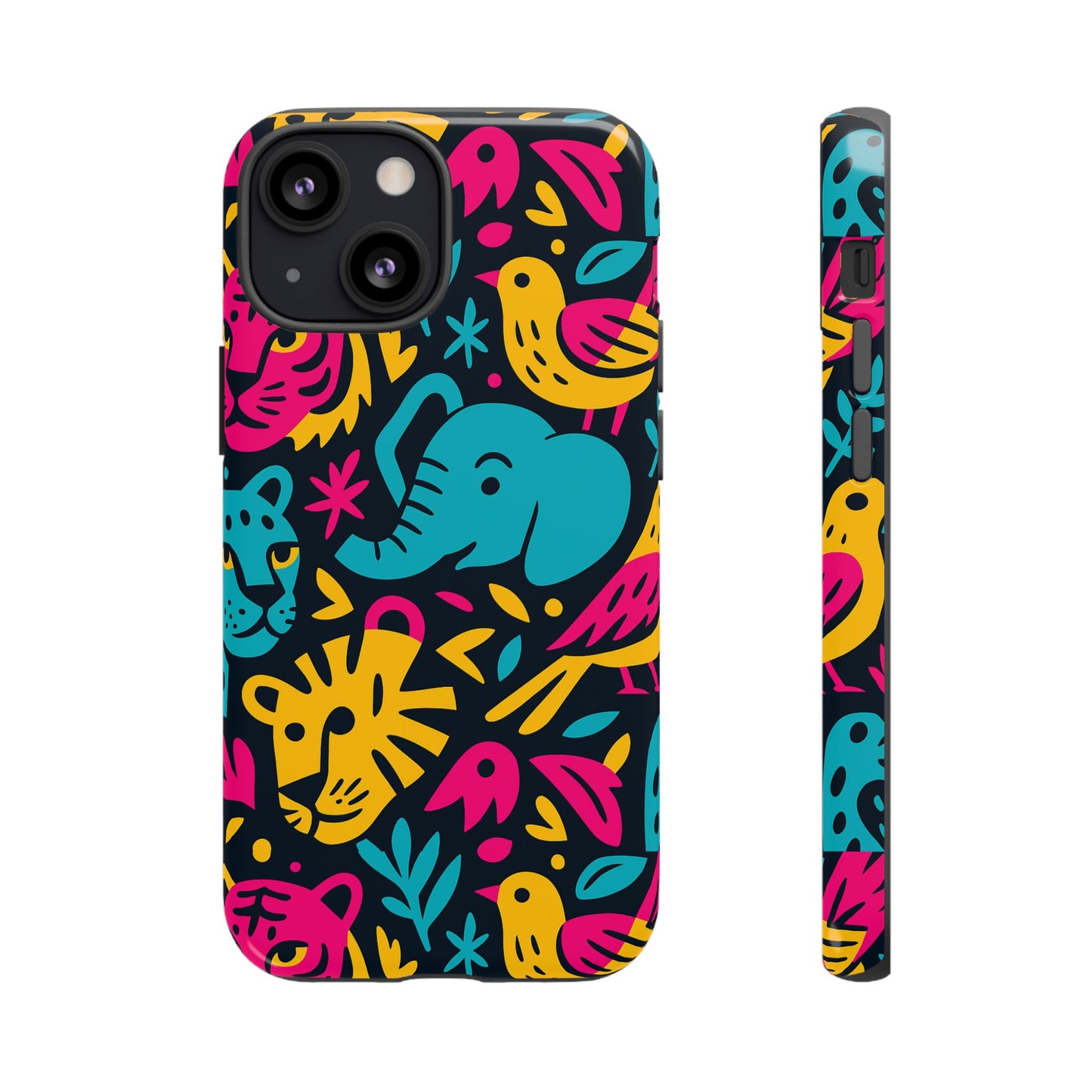 vibrant 3d animal print protective phone case colourful design for stylish protection compatible with iphone 13, 14, 15 & 16 – all models including pro, pro max & plus