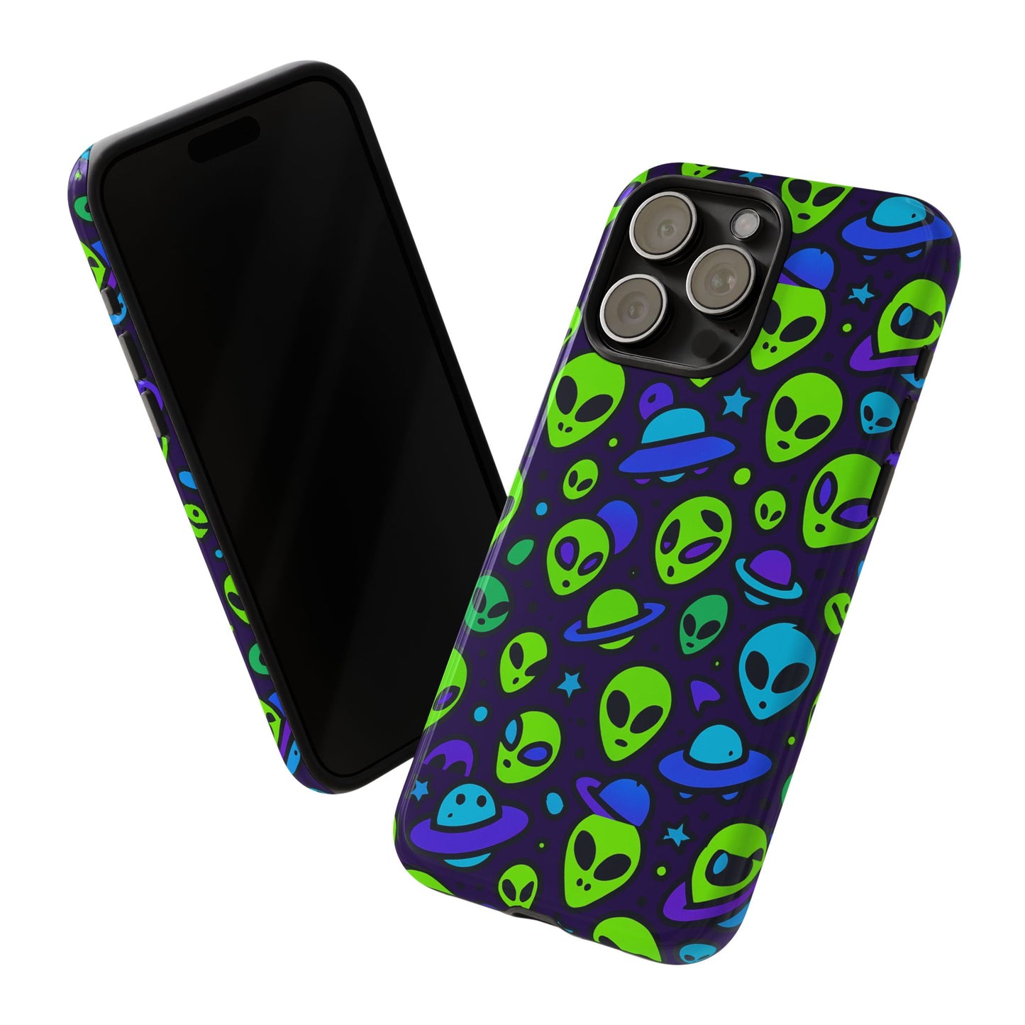 vibrant alien 3d wrap protective phone case in multicolour design for fun smartphone accessories compatible with iphone 13, 14, 15 & 16 – all models including pro, pro max & plus