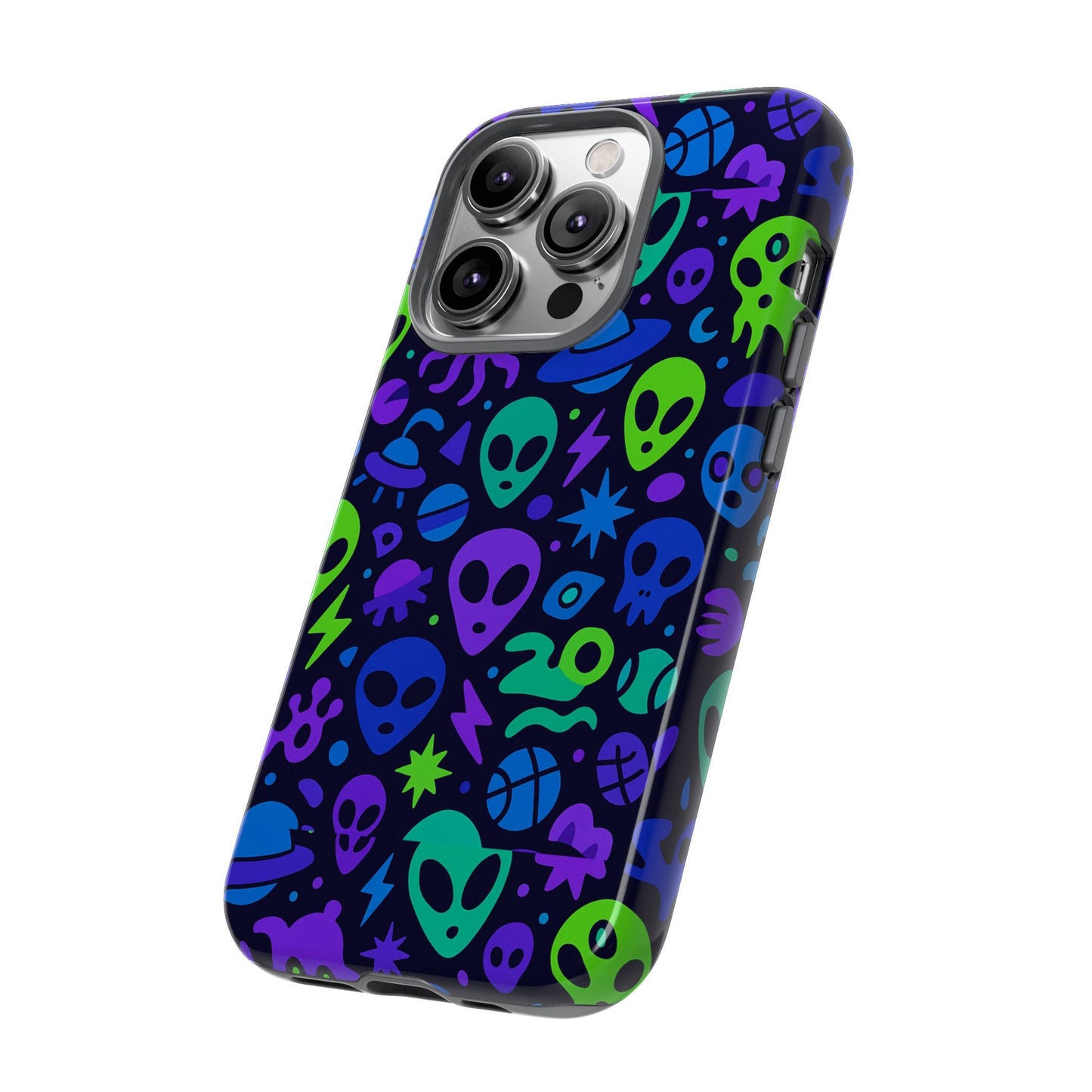 vibrant 3d alien and space design protective phone case for unisex smartphone accessories compatible with iphone 13, 14, 15 & 16 – all models including pro, pro max & plus