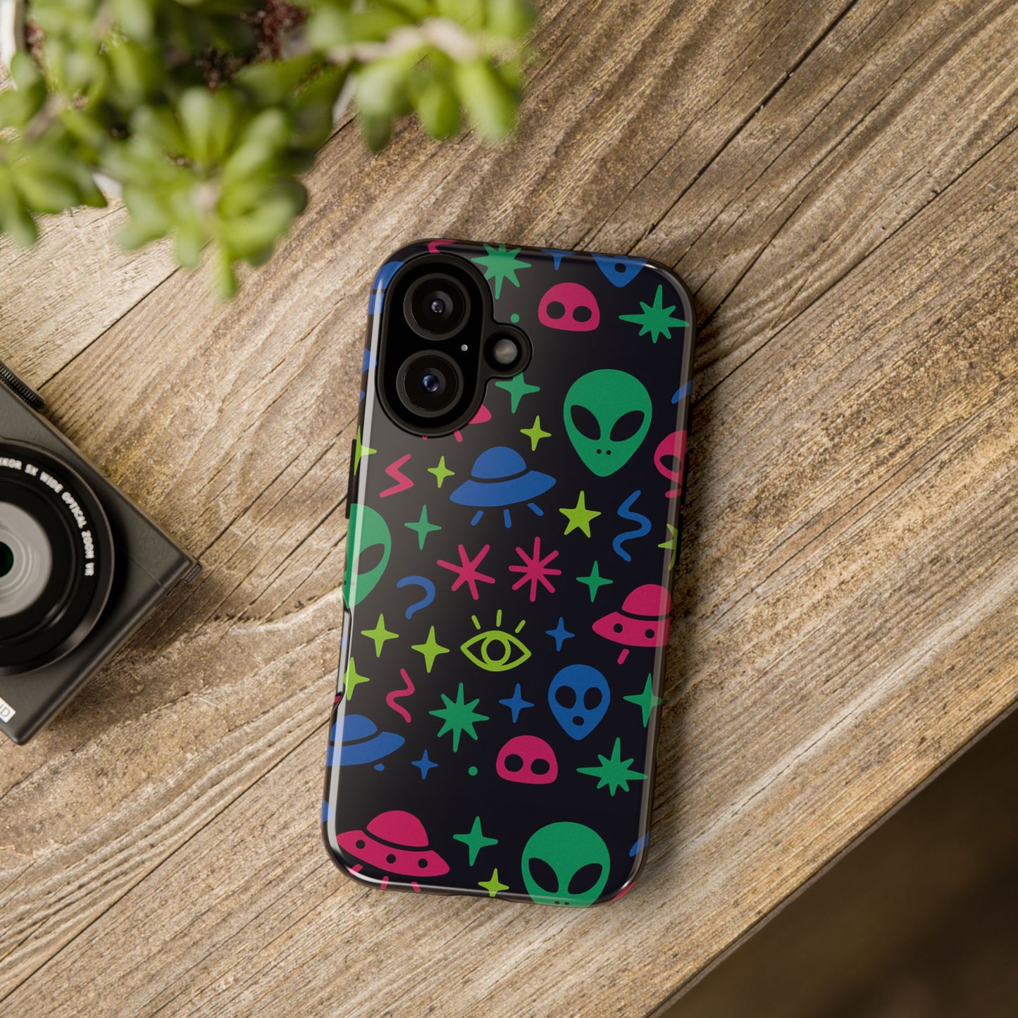 vibrant alien pattern protective phone case with 3d wrap design for unique expression – stylish protection compatible with iphone 13, 14, 15 & 16 – all models including pro, pro max & plus
