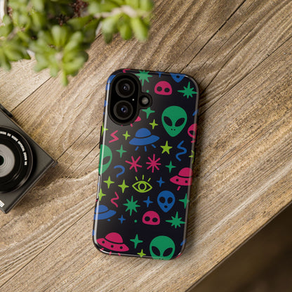 Vibrant Alien Pattern Protective Phone Case with 3D Wrap Design for Unique Expression – Stylish Protection Compatible with iPhone 13, 14, 15 & 16 – All Models Including Pro, Pro Max & Plus
