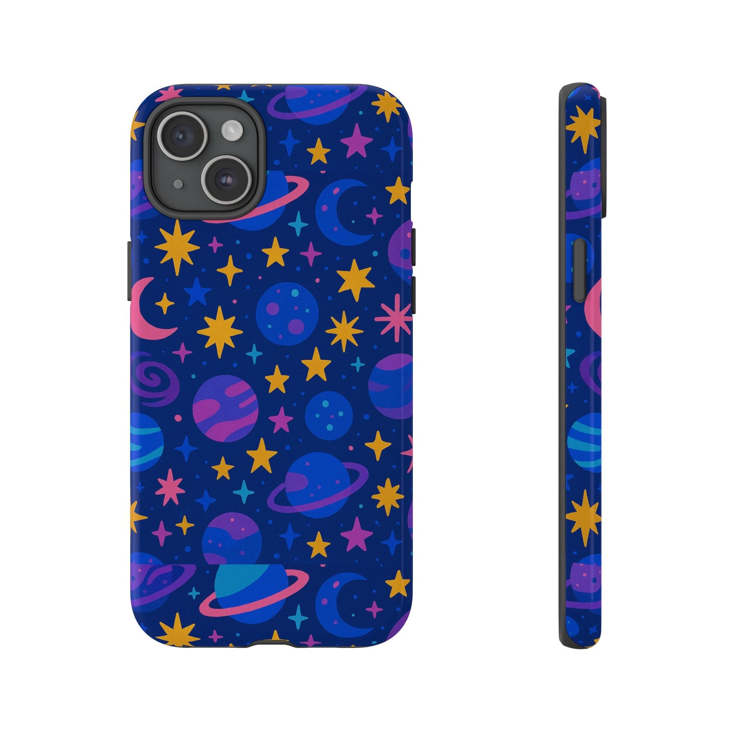 vibrant space theme protective phone case for unisex – colourful 3d design fashion accessory compatible with iphone 13, 14, 15 & 16 – all models including pro, pro max & plus