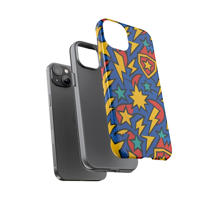 Multicolour Superhero Phone Case with 3D Design for Playful Protection Compatible with iPhone 13, 14, 15 & 16 – all models including Pro, Pro Max & Plus