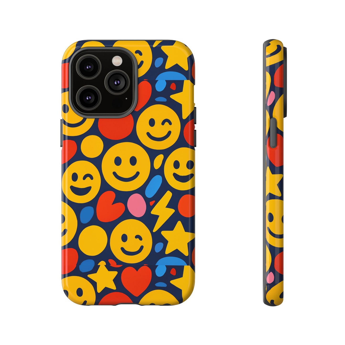 multicolour 3d emoji phone case for stylish protection – fun and playful design for kids and young adults compatible with iphone 13, 14, 15 & 16 – all models including pro, pro max & plus