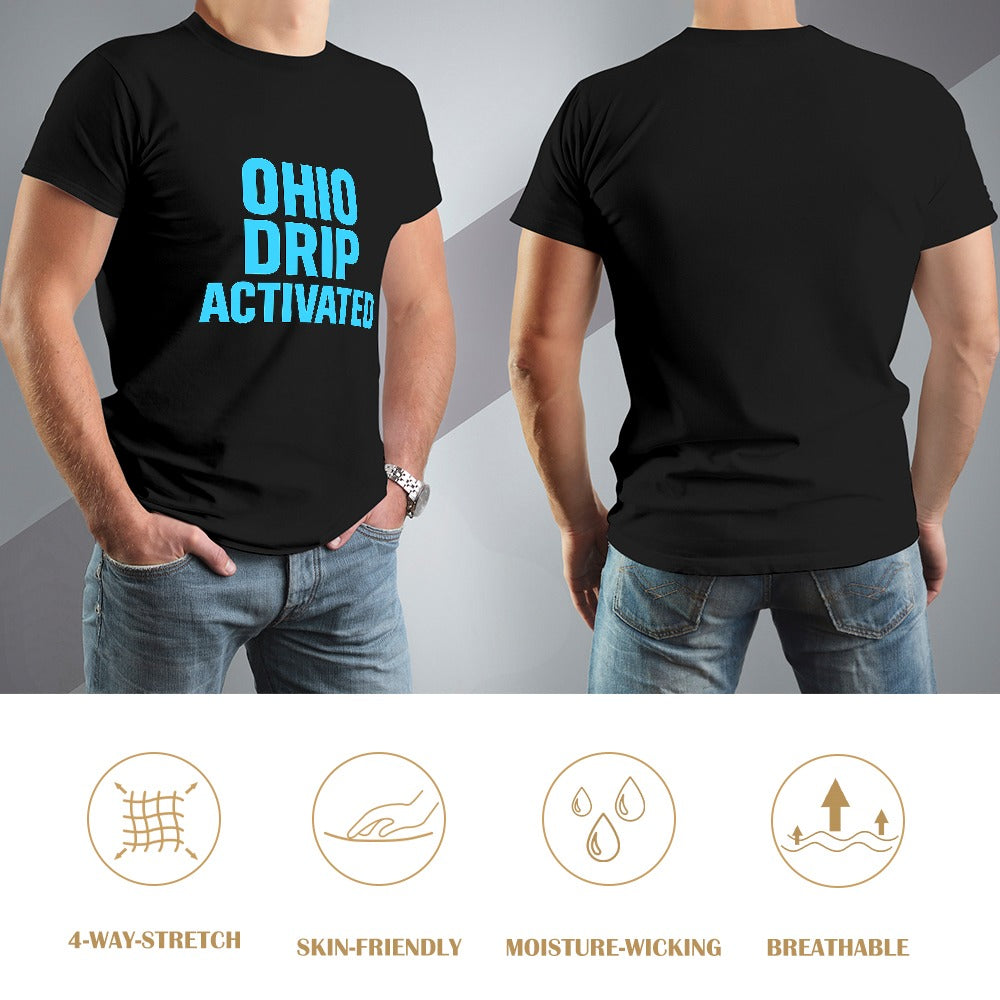 men's t-shirt 100% cotton ohio drip activated graphic tee for casual wear, comfortable fit, breathable fabric, ideal for gym, leisure, home, and travel