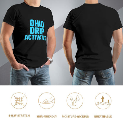 Men's T-Shirt 100% Cotton Ohio Drip Activated Graphic Tee for Casual Wear, Comfortable Fit, Breathable Fabric, Ideal for Gym, Leisure, Home, and Travel