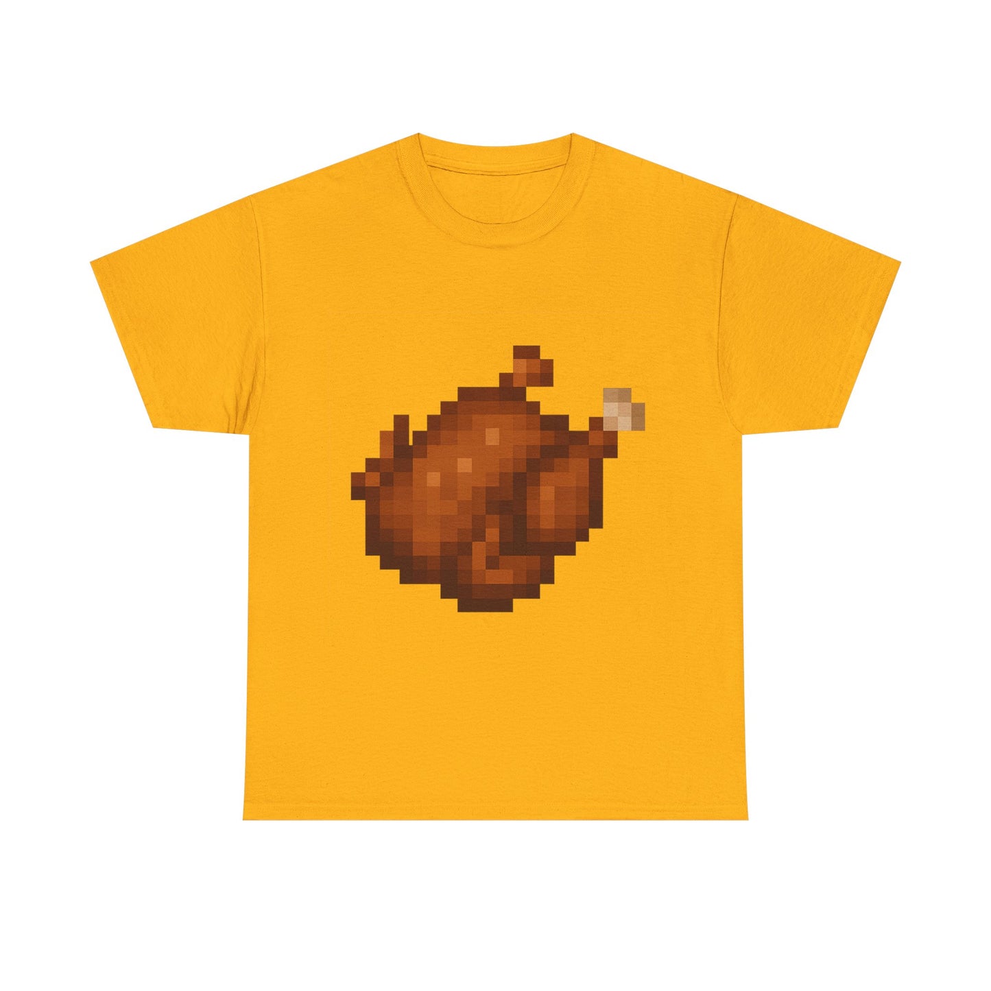 funny pixel turkey unisex heavy cotton tee for gamers - perfect thanksgiving shirt, casual wear, comfortable cotton tee, fun gamer apparel, holiday graphic tee