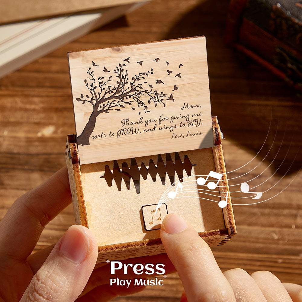 personalized wooden music box custom tree music box gift for mother - unique keepsake with voice recording feature, ideal for mother's day and special occasions