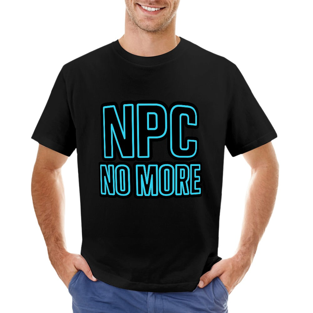 men's t-shirt 100% cotton npc no more graphic tee, comfortable casual wear, breathable material, ideal for fitness, leisure, home or travel, unique style for men, easy care
