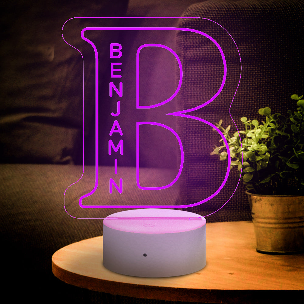 a-z 26 letters led lamp custom name night light for kids, colour changing acrylic night light, personalised bedroom decor, gift for him or her