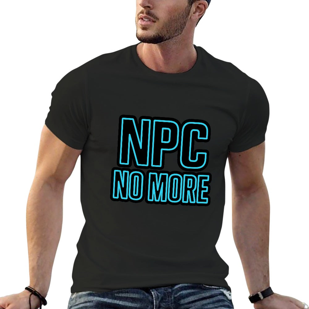 2025 new 150g men's short sleeve t-shirt with npc no more print, casual cotton tee for fitness, leisure, and everyday wear
