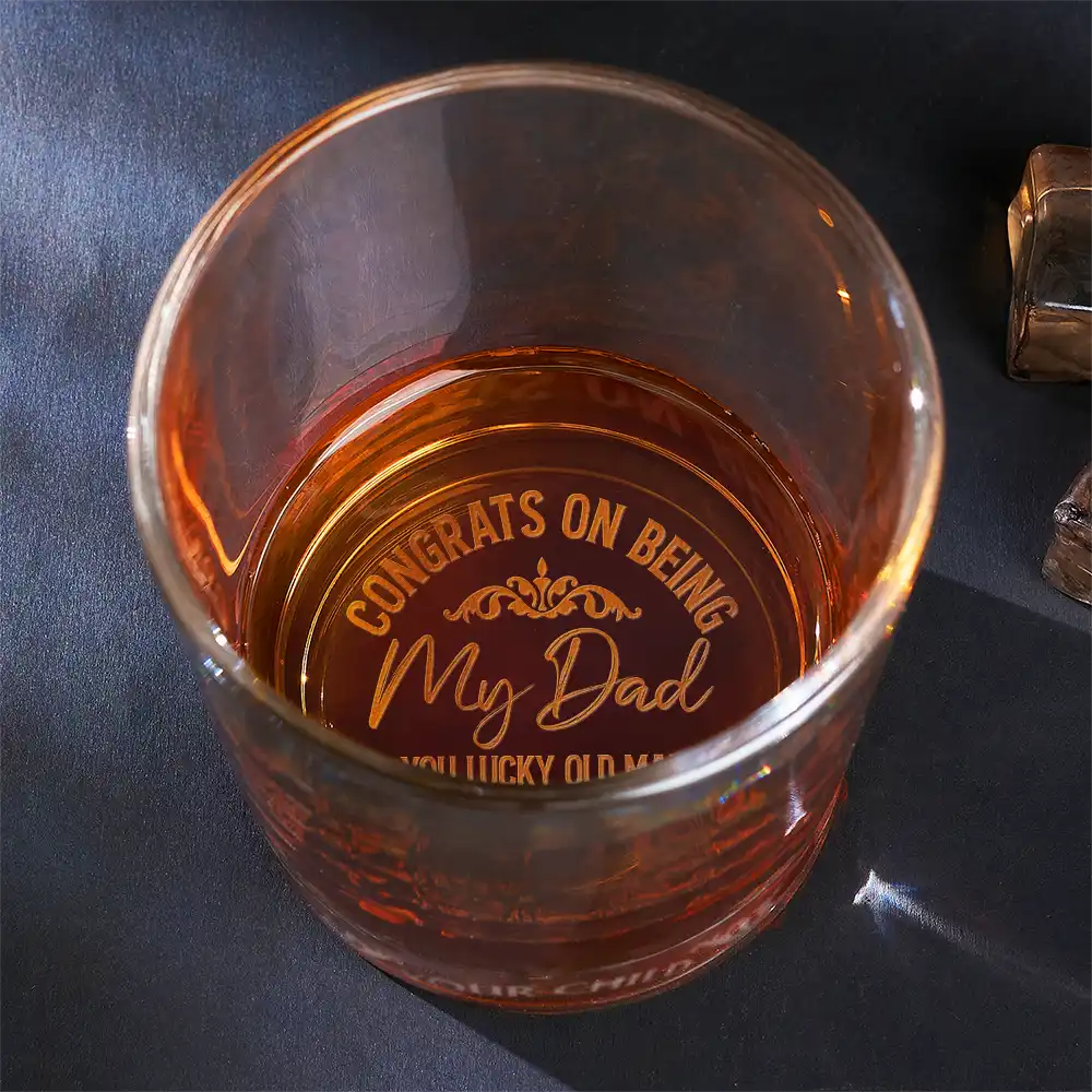 congrats on being my dad from the reason you drink engraved whiskey glass - humorous gift for fathers day, birthdays, anniversaries, whiskey lovers
