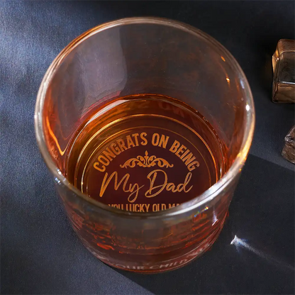 Congrats On Being My Dad From The Reason You Drink Engraved Whiskey Glass - Humorous Gift For Fathers Day, Birthdays, Anniversaries, Whiskey Lovers