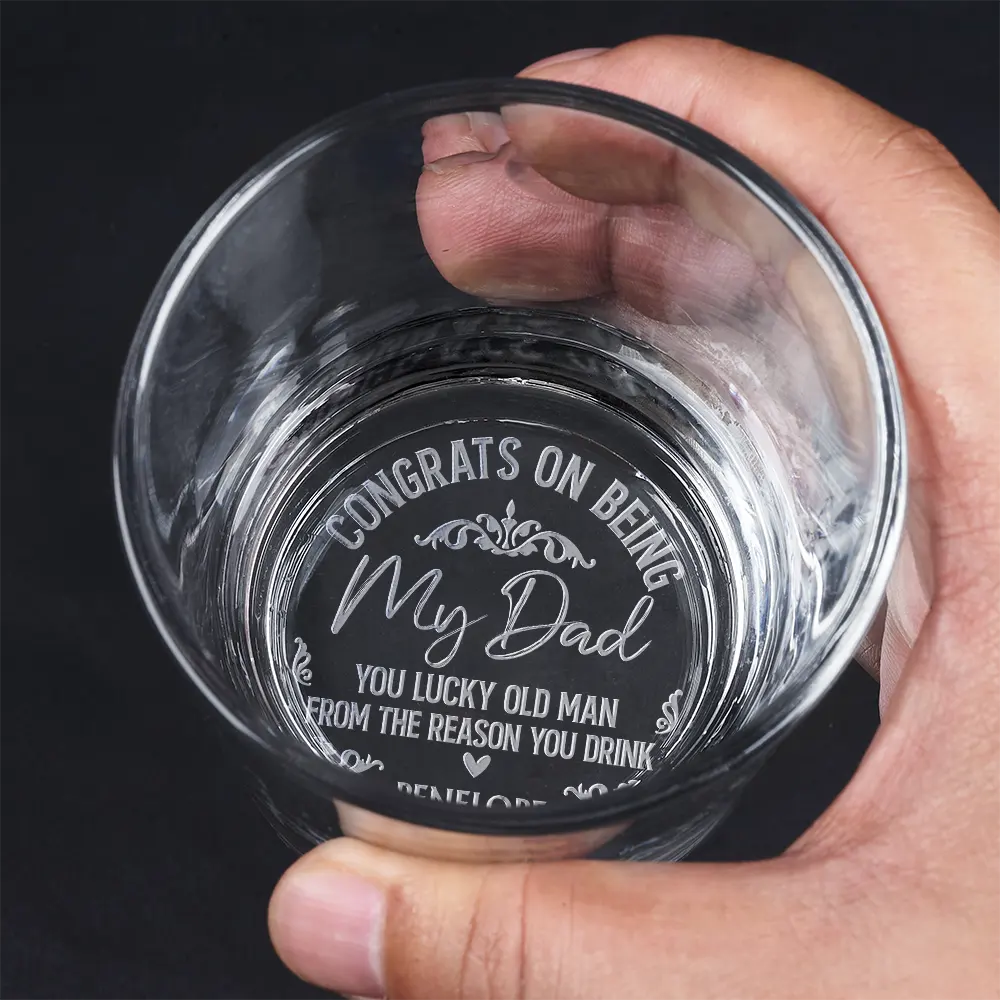 congrats on being my dad from the reason you drink engraved whiskey glass - humorous gift for fathers day, birthdays, anniversaries, whiskey lovers