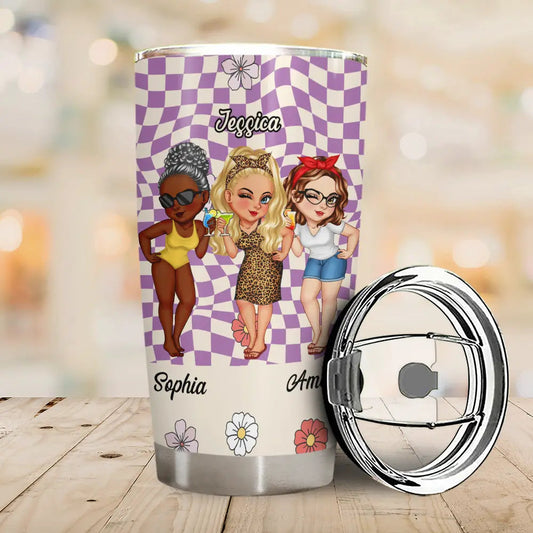 Because Of You I Laugh A Little Harder Women Best Friends Tumbler - Stainless Steel Insulated Gift for Besties and Sisters, 20oz Capacity