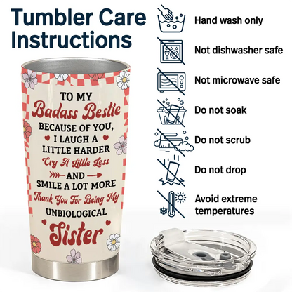Because Of You I Laugh A Little Harder Women Best Friends Tumbler - Stainless Steel Insulated Gift for Besties and Sisters, 20oz Capacity