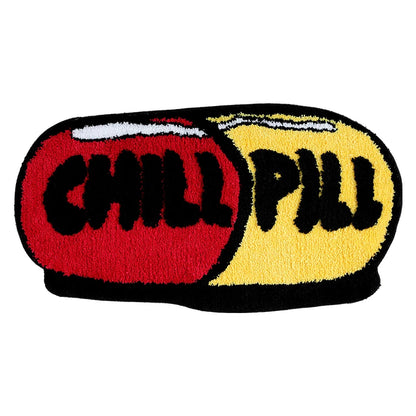 3D Cute Chill Pill Rug for Bathroom Bedroom Fluffy Oval Area Rug Home Decor Cool Pill Shape Nonslip Mat Aesthetic Carpet