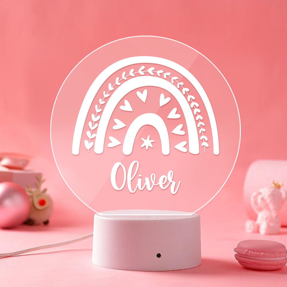 custom name rainbow baby night light acrylic nursery decor lamp