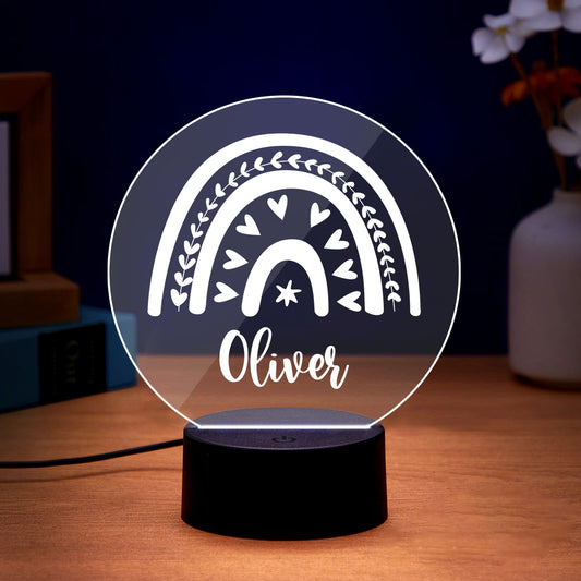 Custom Name Rainbow Baby Night Light Acrylic Nursery Decor Lamp