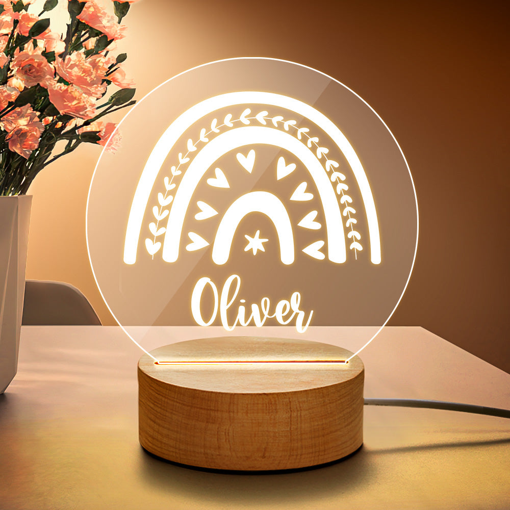 custom name rainbow baby night light acrylic nursery decor lamp