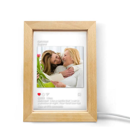 Personalized Instagram Led Night Lamp Picture Frame Night Light for Home Decor and Gifts, Acrylic and Wood Design with Warm LED Lighting