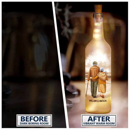 Couple To My Wife Our Home Ain't No Castle - Bottle Light Gift for Couples, LED Fairy Lights in Frosted Glass for Romantic Decor and Anniversaries