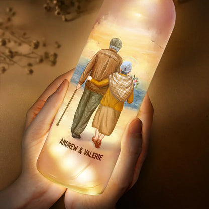 Couple To My Wife Our Home Ain't No Castle - Bottle Light Gift for Couples, LED Fairy Lights in Frosted Glass for Romantic Decor and Anniversaries