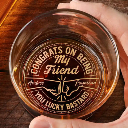 Congrats On Being My Brother You Lucky Man - Engraved Whiskey Glass Gift For Brothers, Ideal For Birthdays, Anniversaries, Or Special Celebrations, 11oz